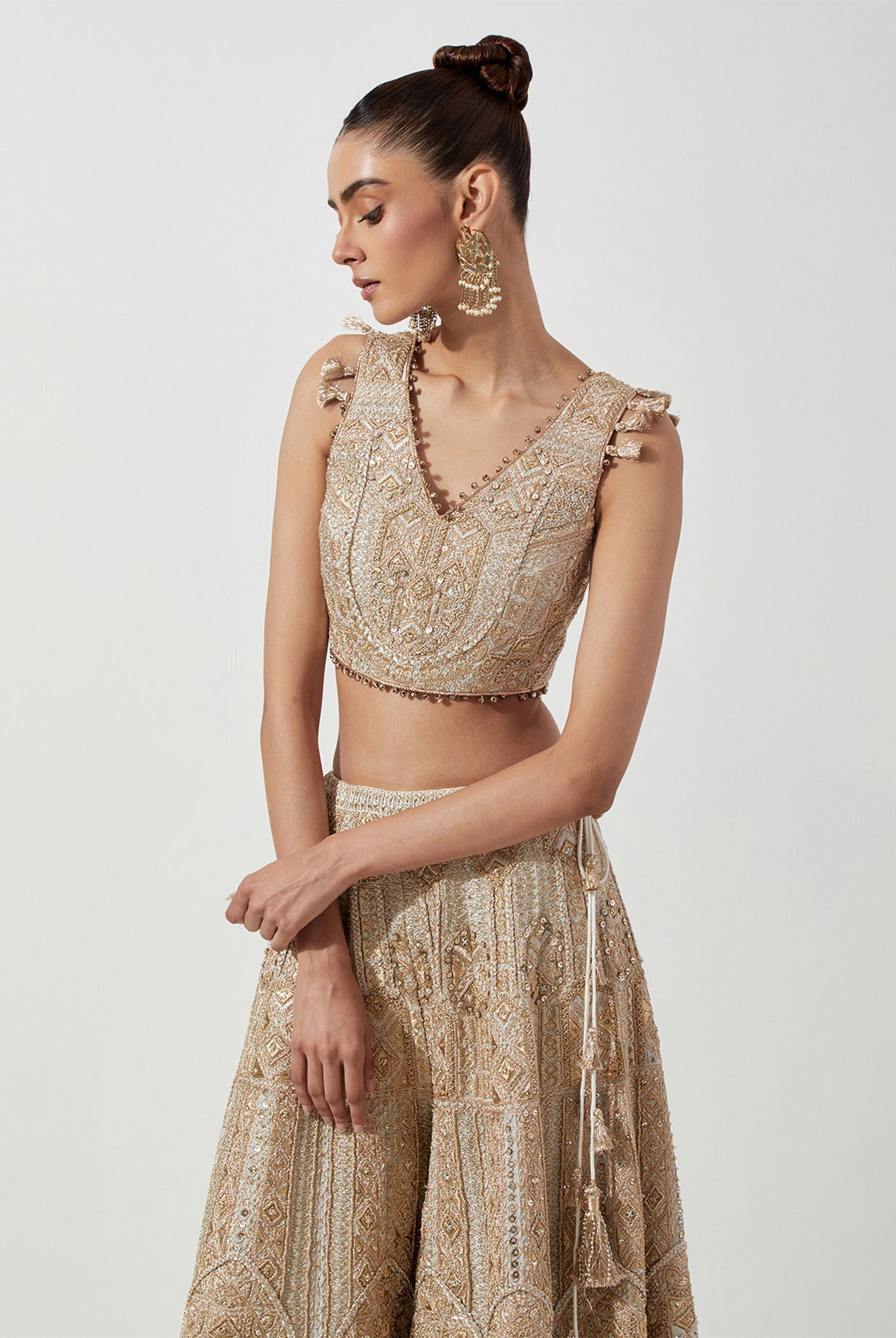 OFF WHITE EMBROIDERED CHOLI & SHARARA