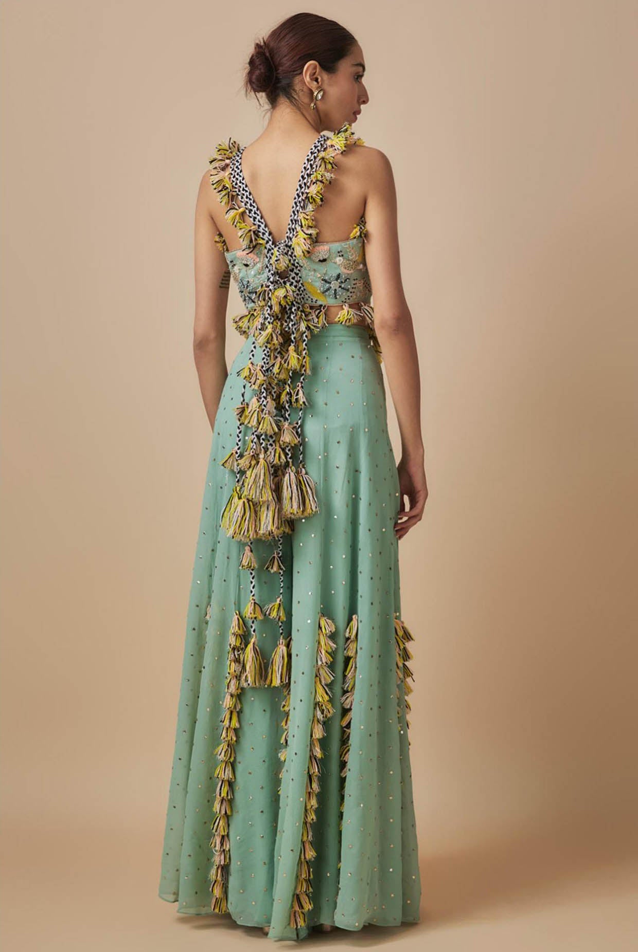 Powder Blue Embroidered Choli And Sharara