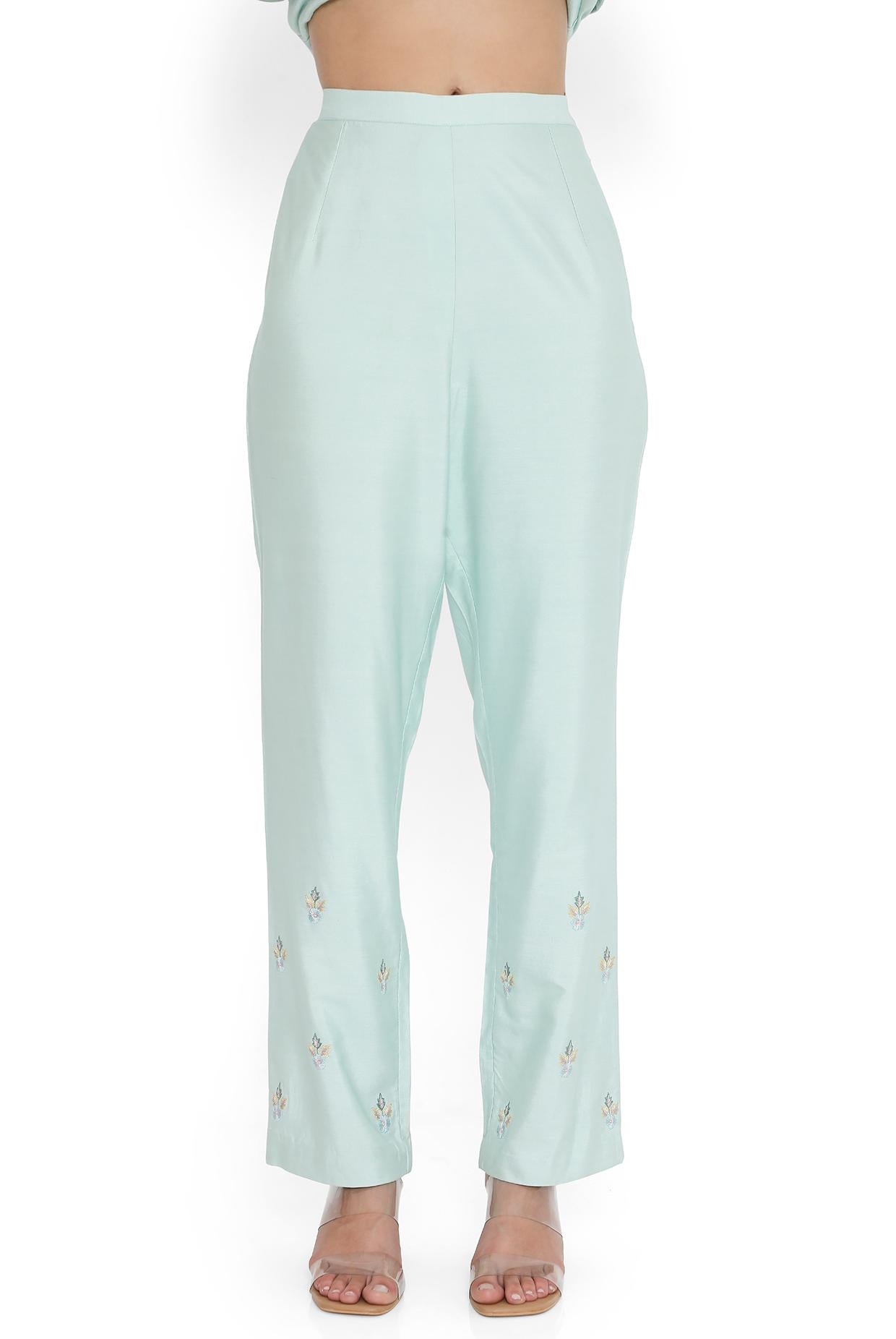 Powder Blue Embroidered Kurta With Pant And Embroidered Dupatta