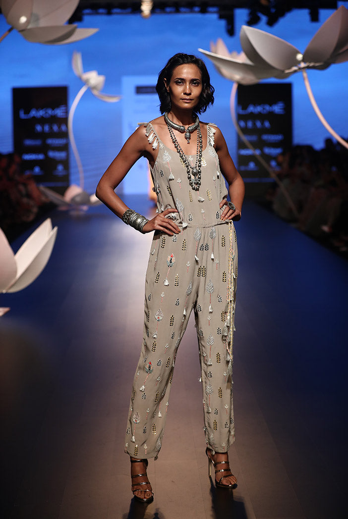 Rehya Grey embroidered Jumpsuit
