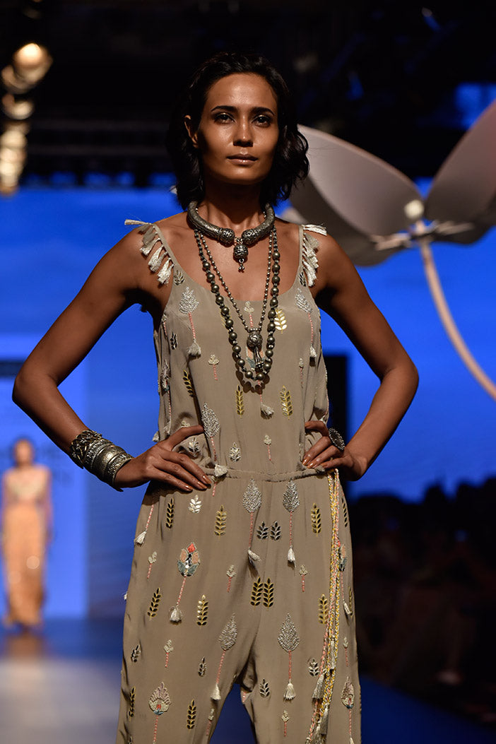 Rehya Grey embroidered Jumpsuit
