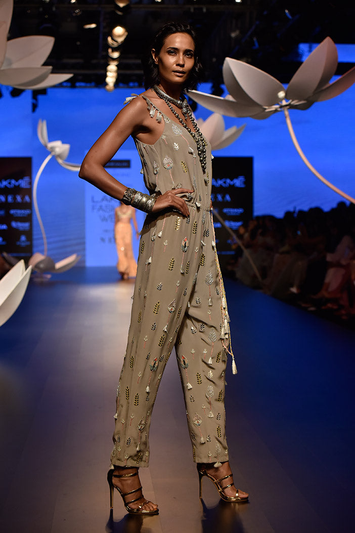 Rehya Grey embroidered Jumpsuit