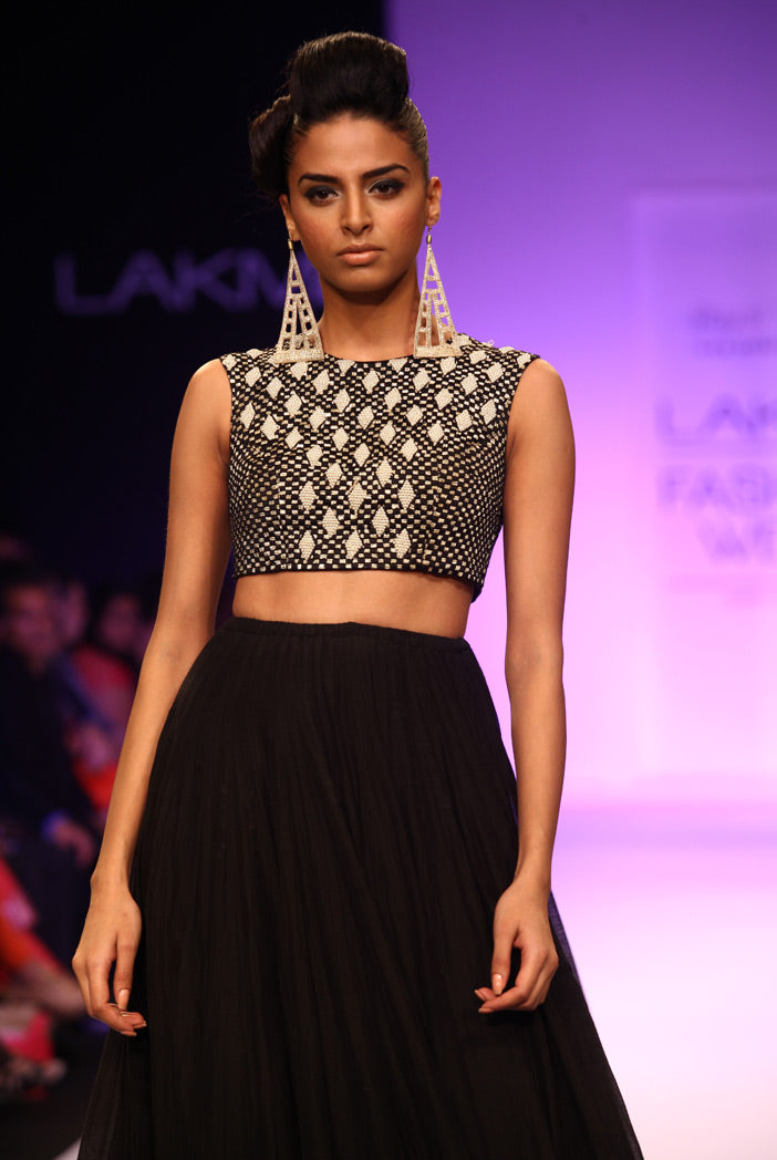 Samia Black Silkmul Choli with Lehenga