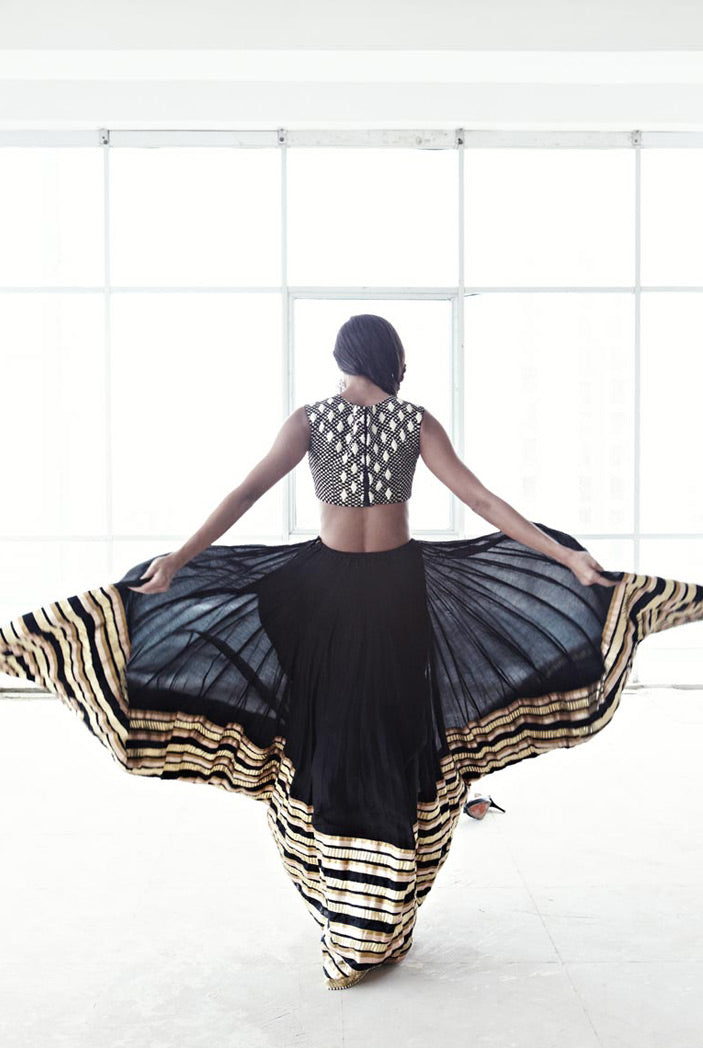 Samia Black Silkmul Choli with Lehenga