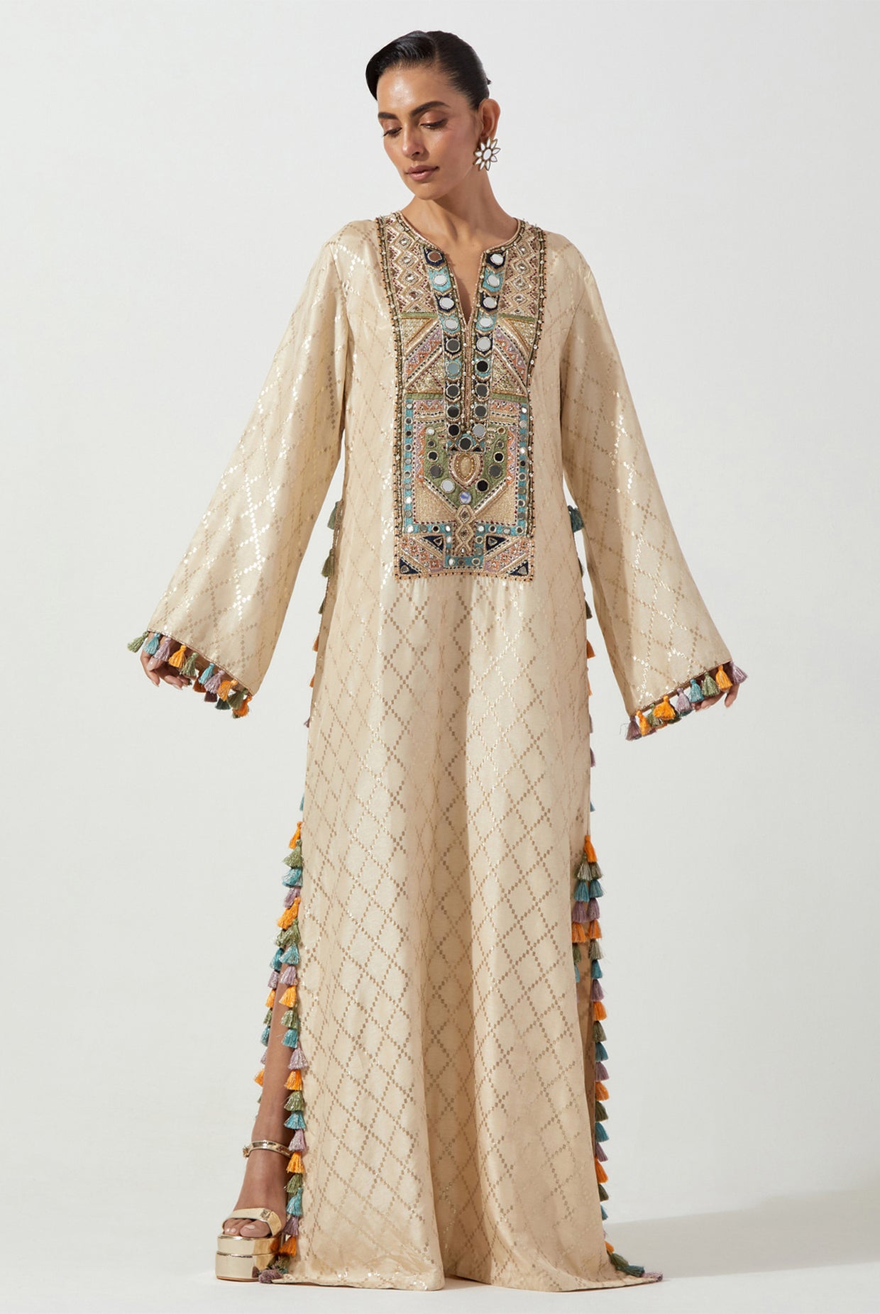 STONE DOLA SILK BEYZA KAFTAN