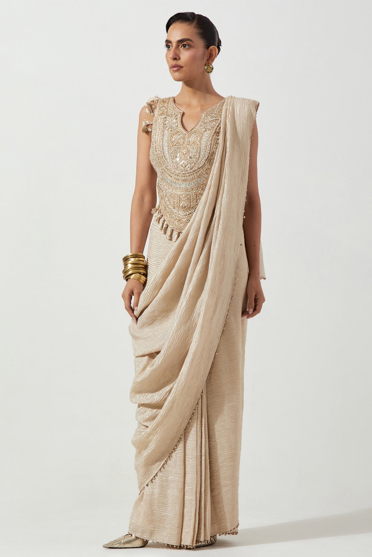 STONE EMBROIDERED CHOLI WITH SAREE