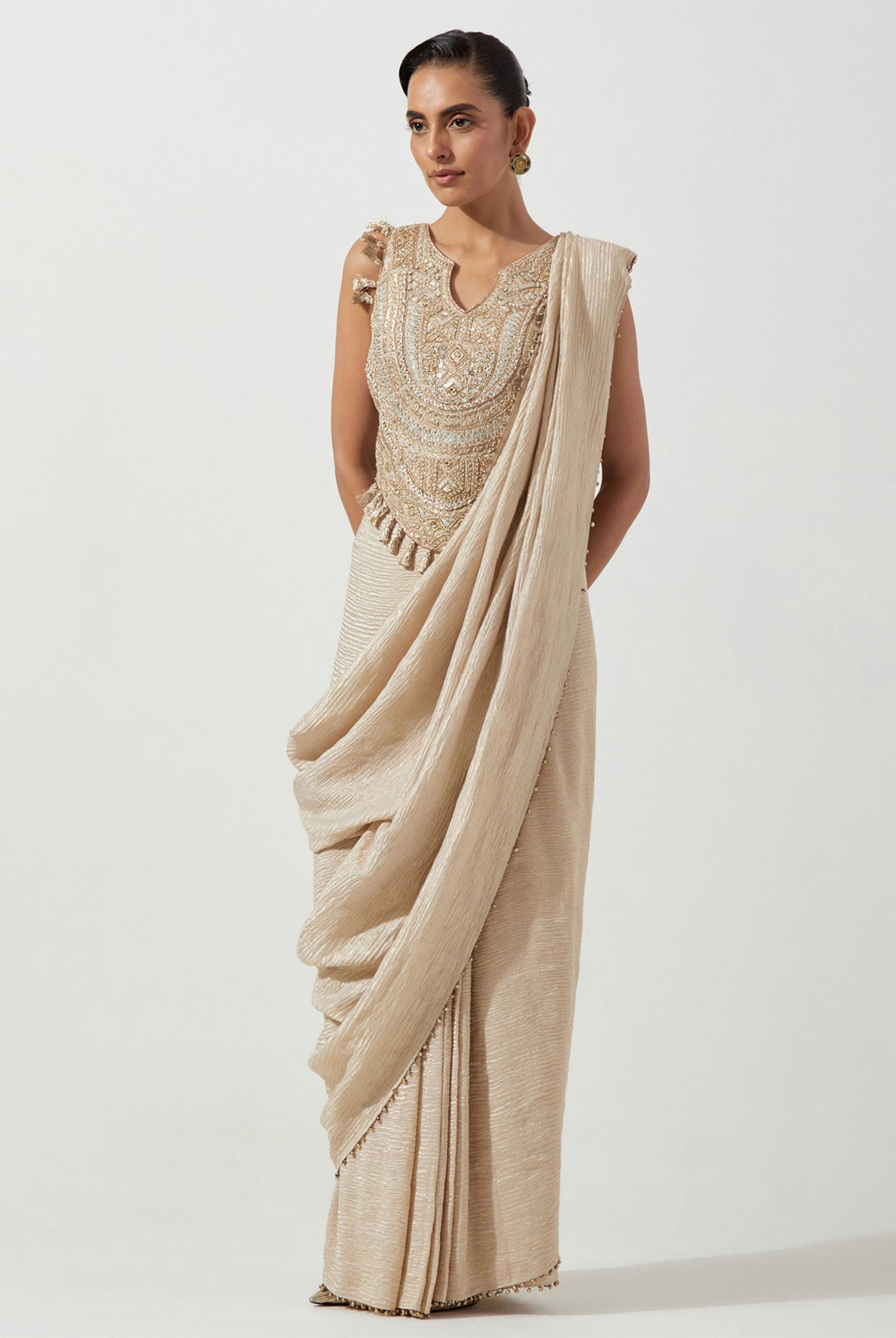 STONE EMBROIDERED CHOLI WITH SAREE