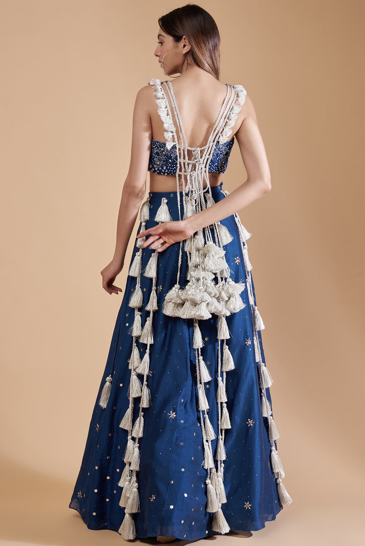 Teal Blue Embroidered Choli With Lehenga And Dupatta