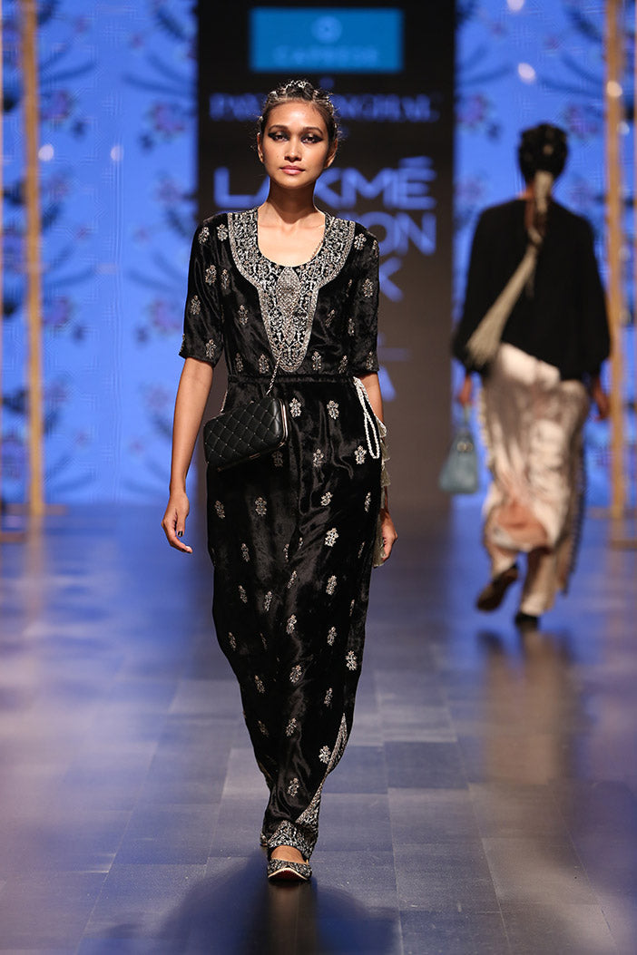 Uzbek Black Velvet Low Crotch Pant Jumpsuit