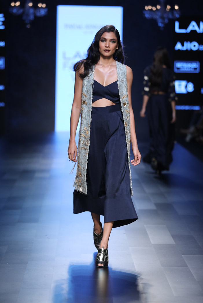 navy silk jumpsuit