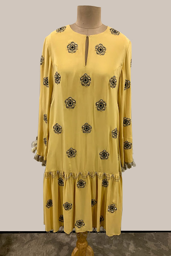 yellow crepe dress